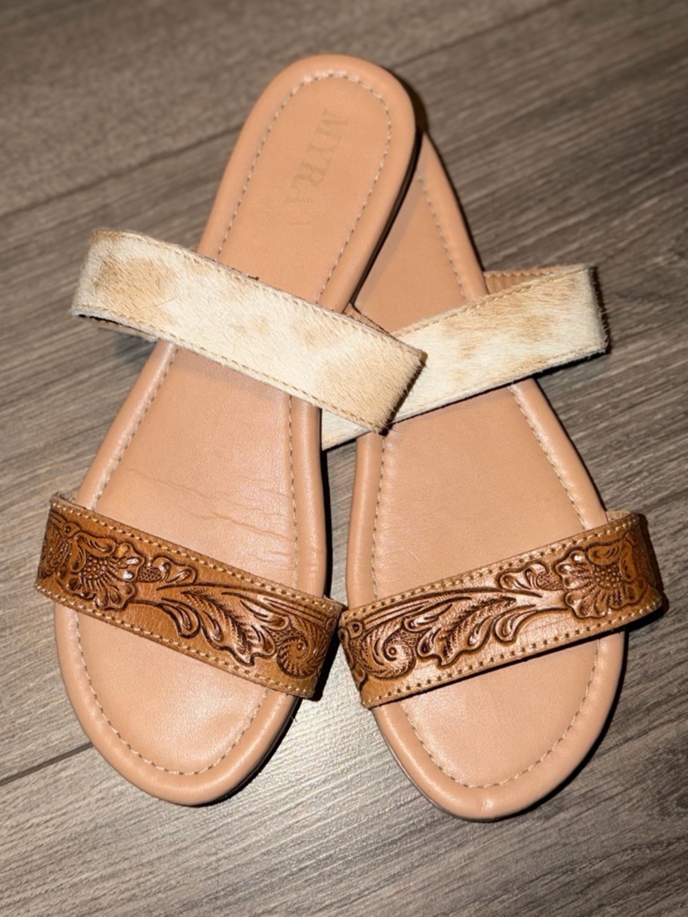 Women's Myra Cowhide and Tooled Leather Sandals size 9